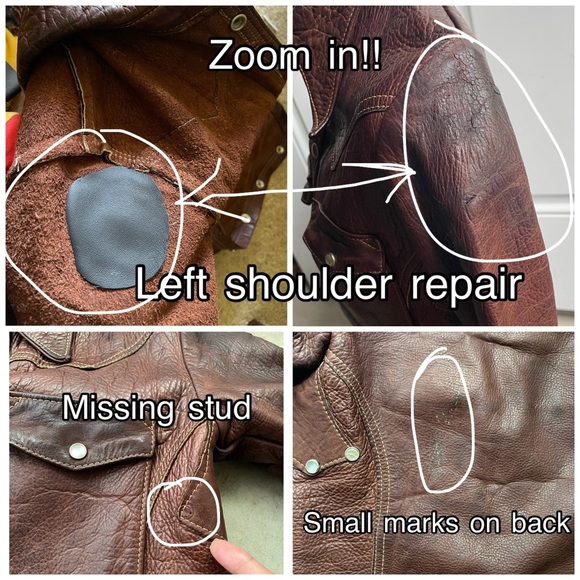 Vintage East West Musical Instruments Leather Jacket 60s 70s Rocker XS Brown - Picture 10 of 16